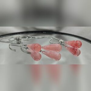 Elegant Cherry Quartz Pendant Necklace & Earings Set